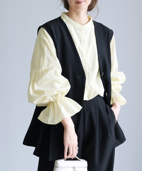 reca(レカ)の「キャンディ袖シャツ(シャツ/ブラウス・レディース・サックスブルー/ブラック/イエロー系/オフホワイト・M)」の8枚目の写真