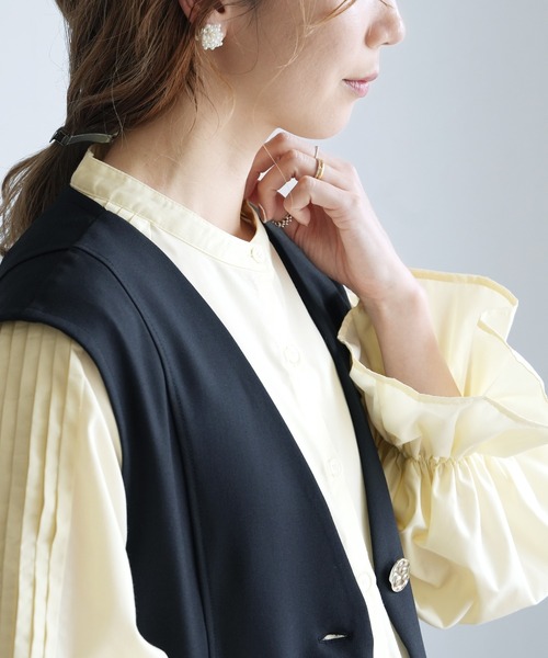 reca(レカ)の「キャンディ袖シャツ(シャツ/ブラウス・レディース・サックスブルー/ブラック/イエロー系/オフホワイト・M)」の10枚目の写真