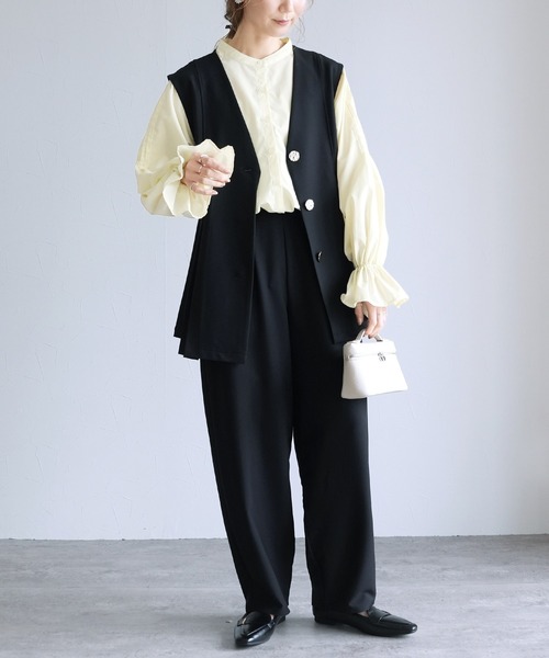 reca(レカ)の「キャンディ袖シャツ(シャツ/ブラウス・レディース・サックスブルー/ブラック/イエロー系/オフホワイト・M)」の12枚目の写真