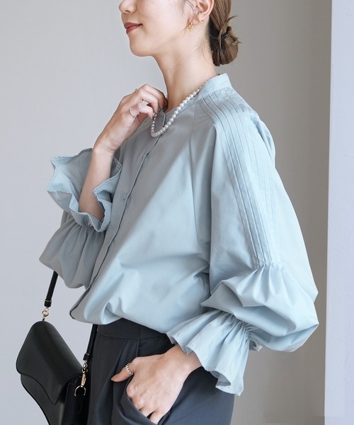 reca(レカ)の「キャンディ袖シャツ(シャツ/ブラウス・レディース・サックスブルー/ブラック/イエロー系/オフホワイト・M)」の6枚目の写真