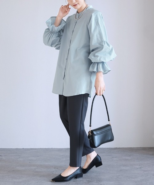 reca(レカ)の「キャンディ袖シャツ(シャツ/ブラウス・レディース・サックスブルー/ブラック/イエロー系/オフホワイト・M)」の7枚目の写真