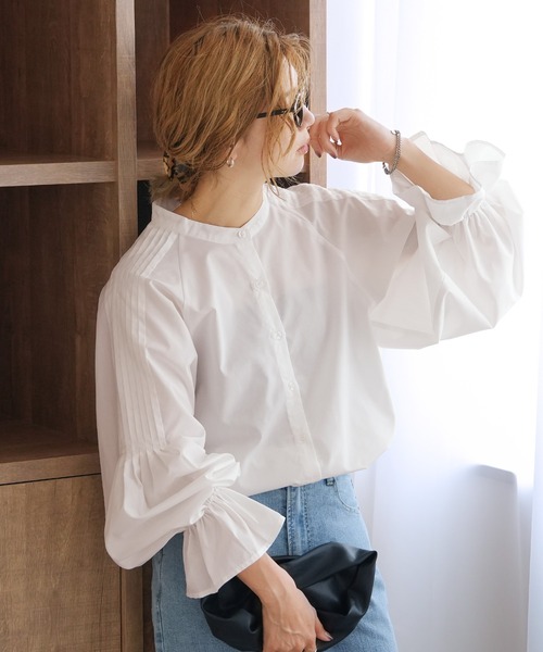reca(レカ)の「キャンディ袖シャツ(シャツ/ブラウス・レディース・サックスブルー/ブラック/イエロー系/オフホワイト・M)」の15枚目の写真