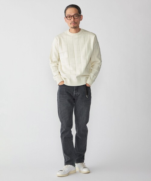 SHIPS（シップス）の「SHIPS:〈手洗い可能〉アモッサ ブロックリンクス ロングスリーブ（ニット/セーター・メンズ・ネイビー/オフホワイト/グレー・X-LARGE/LARGE/MEDIUM/SMALL）」の4枚目の写真