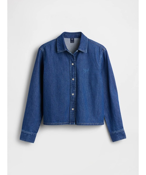 GAP（ギャップ）の「ウルトラソフトデニム GAPロゴシャツ（シャツ/ブラウス・レディース・インディゴブルー・S/M/L/XS/XXS）」の2枚目の写真
