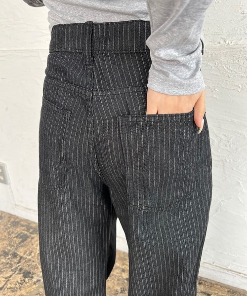 ストライプデニムワイドパンツ（デニムパンツ）｜ROGER AND RAW