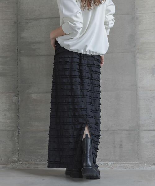 URBAN RESEARCH Sonny Label(アーバンリサーチサニーレーベル)の「『WEB限定』カットフリルナロースカート(スカート・レディース・ブラック・TALL/LARGE/MEDIUM/SMALL)」の8枚目の写真