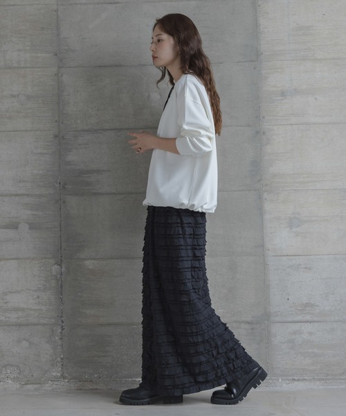 URBAN RESEARCH Sonny Label（アーバンリサーチサニーレーベル）の「『WEB限定』カットフリルナロースカート（スカート・レディース・ブラック・TALL/LARGE/MEDIUM/SMALL）」の6枚目の写真