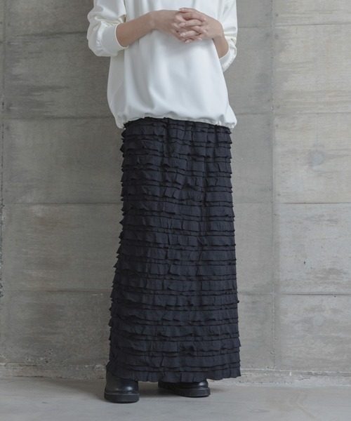 URBAN RESEARCH Sonny Label（アーバンリサーチサニーレーベル）の「『WEB限定』カットフリルナロースカート（スカート・レディース・ブラック・TALL/LARGE/MEDIUM/SMALL）」の2枚目の写真