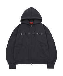 Star Hoodie Zip Up Charcoal