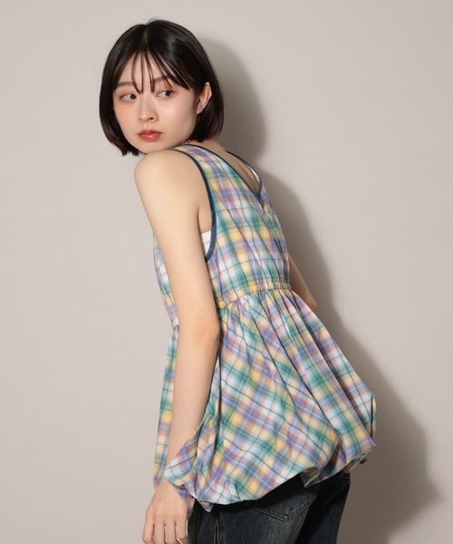 PAGEBOY（ページボーイ）の「シアーチェックバルーンチュニ（その他トップス・レディース・イエロー/ブルー/ブラック・FREE）」の16枚目の写真