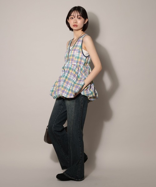 PAGEBOY（ページボーイ）の「シアーチェックバルーンチュニ（その他トップス・レディース・イエロー/ブルー/ブラック・FREE）」の20枚目の写真