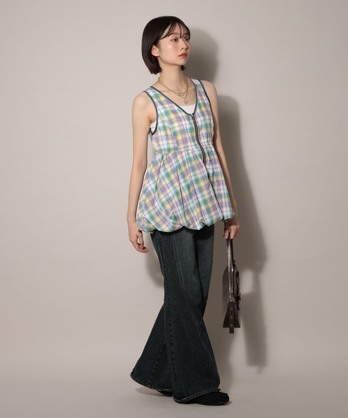 PAGEBOY（ページボーイ）の「シアーチェックバルーンチュニ（その他トップス・レディース・イエロー/ブルー/ブラック・FREE）」の19枚目の写真