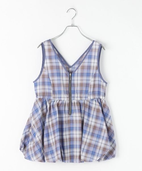 PAGEBOY（ページボーイ）の「シアーチェックバルーンチュニ（その他トップス・レディース・イエロー/ブルー/ブラック・FREE）」の7枚目の写真