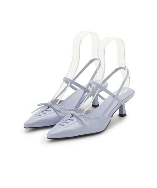 LILY BROWN（リリーブラウン）の「レースアップスリングバッグパンプス（パンプス・レディース・オフホワイト/ブラック/ライトブルー・S/M/L）」の3枚目の写真