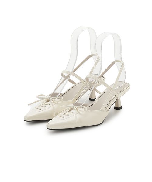 LILY BROWN（リリーブラウン）の「レースアップスリングバッグパンプス（パンプス・レディース・オフホワイト/ブラック/ライトブルー・S/M/L）」の4枚目の写真