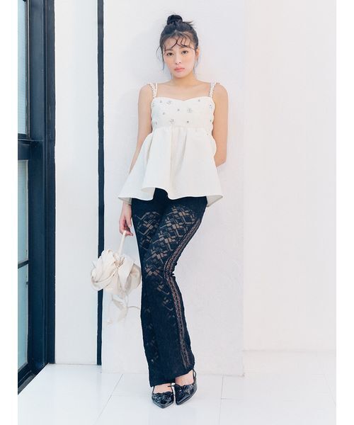 LILY BROWN（リリーブラウン）の「レースアップスリングバッグパンプス（パンプス・レディース・オフホワイト/ブラック/ライトブルー・S/M/L）」の7枚目の写真