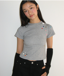 MINI BUTTON SLIM FIT T SHIRT GREY
