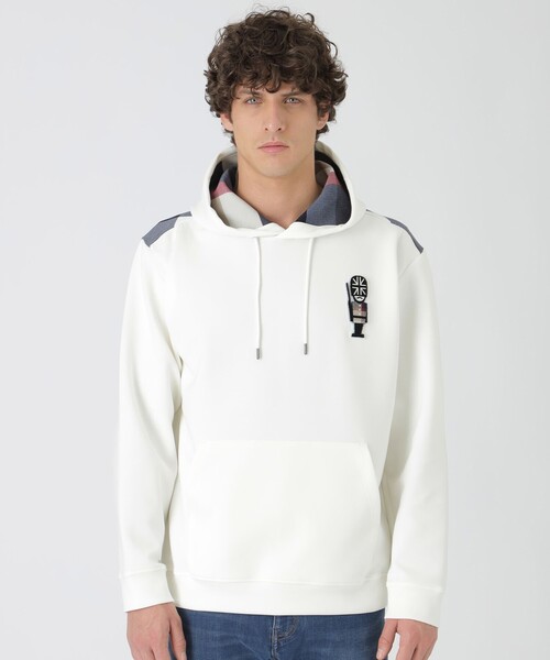 BLACK LABEL CRESTBRIDGE(ブラックレーベル・クレストブリッジ)の「ヨークチェックガーズマンワッペンフーディー(パーカー・メンズ・ブラック/オフホワイト・S/L/XL/M)」の1枚目の写真