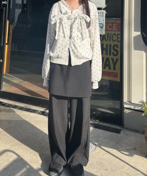 nemne store(ネンネストア)の「リボンジップパーカー(パーカー・レディース・グレー系/ホワイト系・SMALL/MEDIUM)」の5枚目の写真