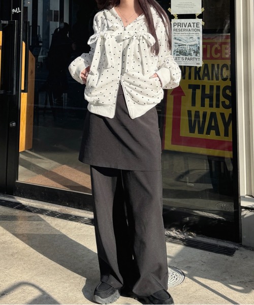 nemne store(ネンネストア)の「リボンジップパーカー(パーカー・レディース・グレー系/ホワイト系・SMALL/MEDIUM)」の3枚目の写真