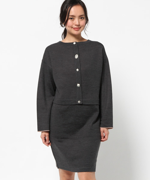 La TOTALITE（ラトータリテ）の「アソートビジューWフェイス ワンピース◆（ワンピース・レディース・チャコールグレー/ネイビー/ブラック・36/38）」の14枚目の写真