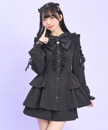 ロングポイントカラーショルダーレースアップセットアップ