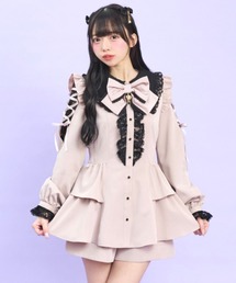 ロングポイントカラーショルダーレースアップセットアップ