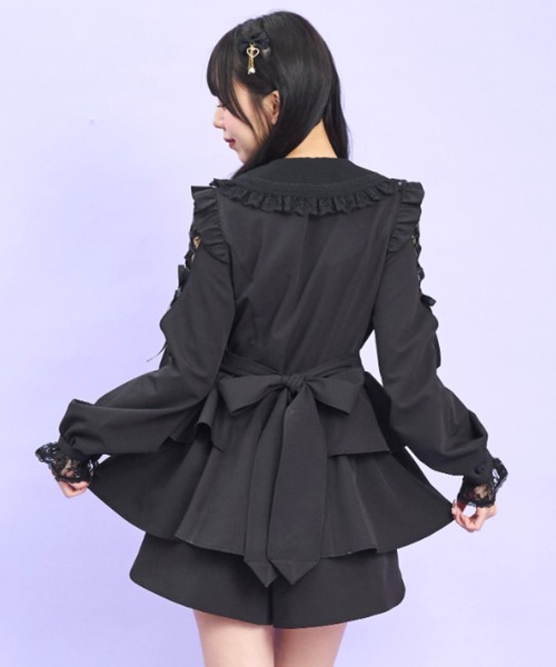 Secret Honey(シークレットハニー)の「ロングポイントカラーショルダーレースアップセットアップ(セットアップ・レディース・ブラック/ブラック系その他/ピンク・MEDIUM)」の13枚目の写真