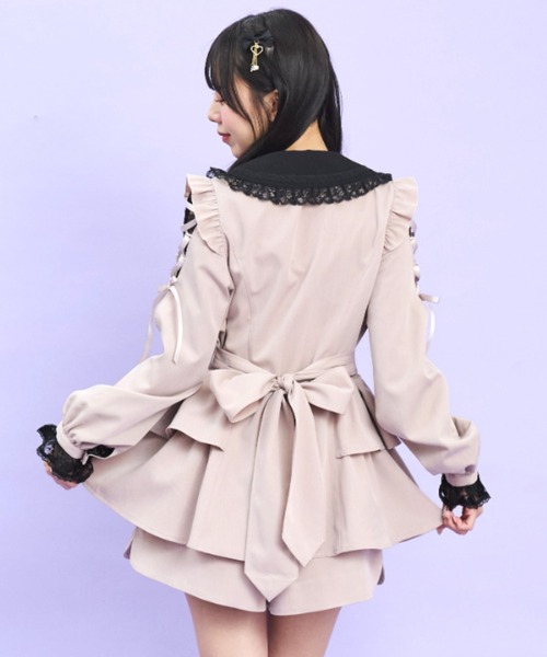 Secret Honey(シークレットハニー)の「ロングポイントカラーショルダーレースアップセットアップ(セットアップ・レディース・ブラック/ブラック系その他/ピンク・MEDIUM)」の11枚目の写真