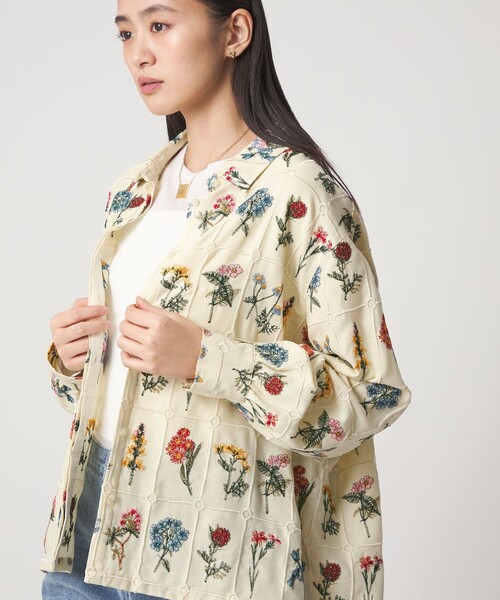 CITEN(シテン)の「<CITEN>ブロックフラワーシシュウシャツ(シャツ/ブラウス・レディース・ブラック/オフホワイト・FREE)」の1枚目の写真