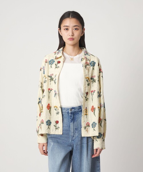 CITEN(シテン)の「<CITEN>ブロックフラワーシシュウシャツ(シャツ/ブラウス・レディース・ブラック/オフホワイト・FREE)」の3枚目の写真