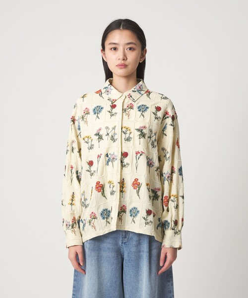 CITEN(シテン)の「<CITEN>ブロックフラワーシシュウシャツ(シャツ/ブラウス・レディース・ブラック/オフホワイト・FREE)」の5枚目の写真