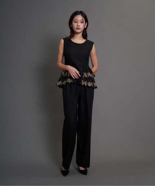 My shawty（ﾏｲｼｬｳﾃｨｰ）の「point lace pants set up（パンツドレス・レディース・ブラック/ベージュ/グレー・MEDIUM/SMALL）」の6枚目の写真