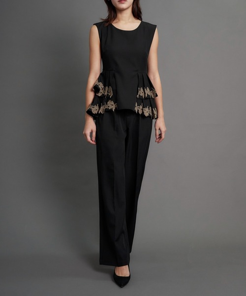 My shawty（ﾏｲｼｬｳﾃｨｰ）の「point lace pants set up（パンツドレス・レディース・ブラック/ベージュ/グレー・MEDIUM/SMALL）」の7枚目の写真