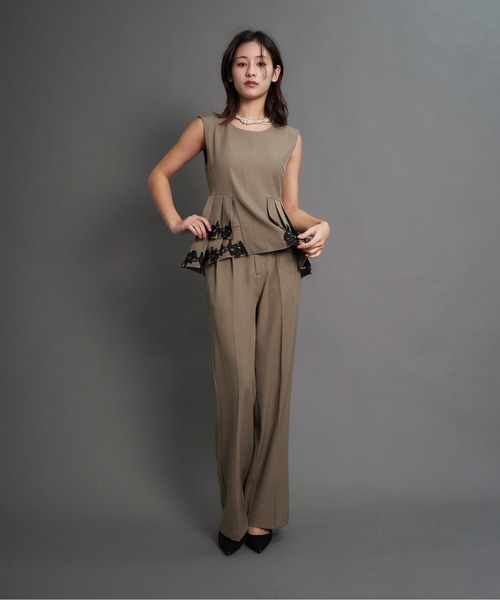 My shawty（ﾏｲｼｬｳﾃｨｰ）の「point lace pants set up（パンツドレス・レディース・ブラック/ベージュ/グレー・MEDIUM/SMALL）」の8枚目の写真