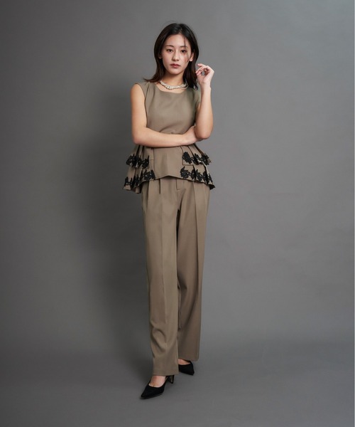 My shawty（ﾏｲｼｬｳﾃｨｰ）の「point lace pants set up（パンツドレス・レディース・ブラック/ベージュ/グレー・MEDIUM/SMALL）」の9枚目の写真