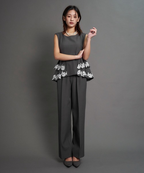 My shawty（ﾏｲｼｬｳﾃｨｰ）の「point lace pants set up（パンツドレス・レディース・ブラック/ベージュ/グレー・MEDIUM/SMALL）」の13枚目の写真