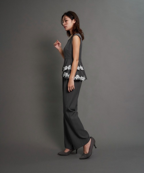My shawty（ﾏｲｼｬｳﾃｨｰ）の「point lace pants set up（パンツドレス・レディース・ブラック/ベージュ/グレー・MEDIUM/SMALL）」の14枚目の写真