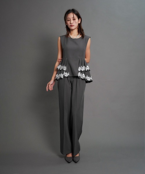 My shawty（ﾏｲｼｬｳﾃｨｰ）の「point lace pants set up（パンツドレス・レディース・ブラック/ベージュ/グレー・MEDIUM/SMALL）」の16枚目の写真