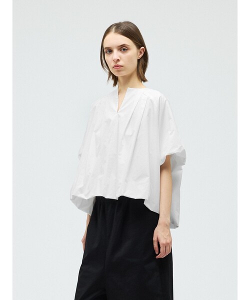 mizuiroind(ミズイロインド)の「mizuiro ind バルーンノーカラーシャツ(シャツ/ブラウス・レディース・オフホワイト/アイボリー/ネイビー/ブラック・FREE)」の11枚目の写真