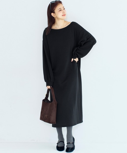 coca(coca)(コカ)の「裏毛2wayオフショルダーワンピース(ワンピース・レディース・ブラック/グレー・L/M)」の2枚目の写真