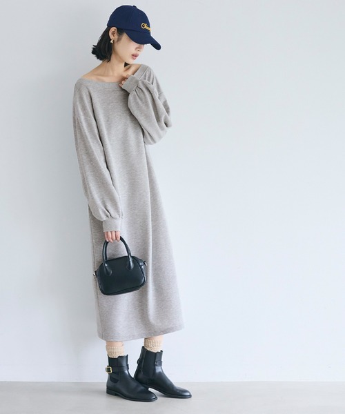 coca(coca)(コカ)の「裏毛2wayオフショルダーワンピース(ワンピース・レディース・ブラック/グレー・L/M)」の4枚目の写真