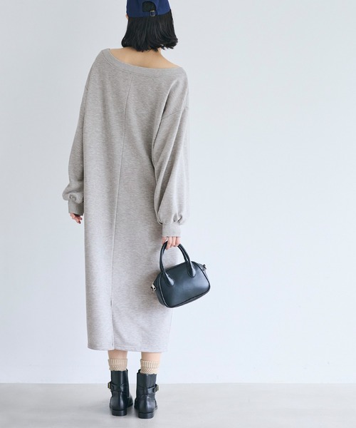 coca(coca)(コカ)の「裏毛2wayオフショルダーワンピース(ワンピース・レディース・ブラック/グレー・L/M)」の6枚目の写真