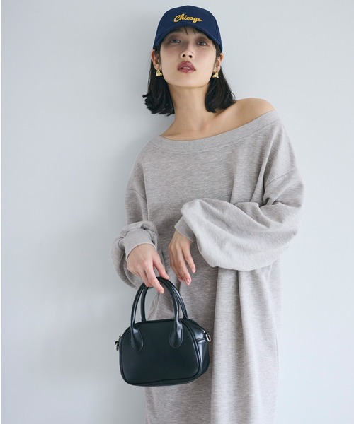 coca(coca)(コカ)の「裏毛2wayオフショルダーワンピース(ワンピース・レディース・ブラック/グレー・L/M)」の7枚目の写真