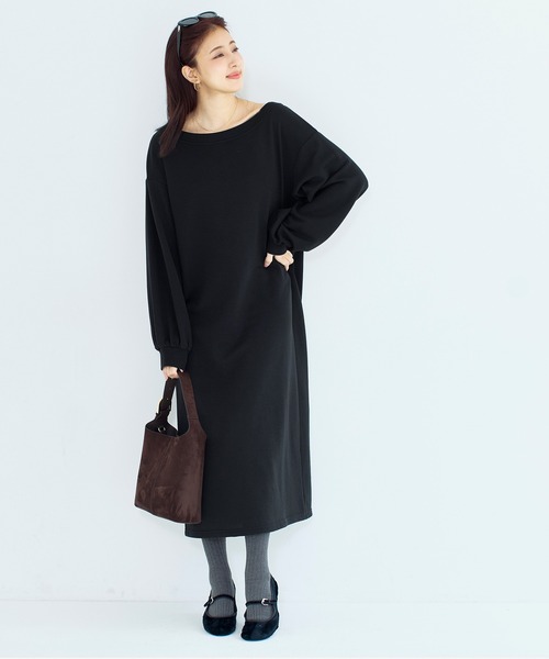 coca(coca)(コカ)の「裏毛2wayオフショルダーワンピース(ワンピース・レディース・ブラック/グレー・L/M)」の10枚目の写真