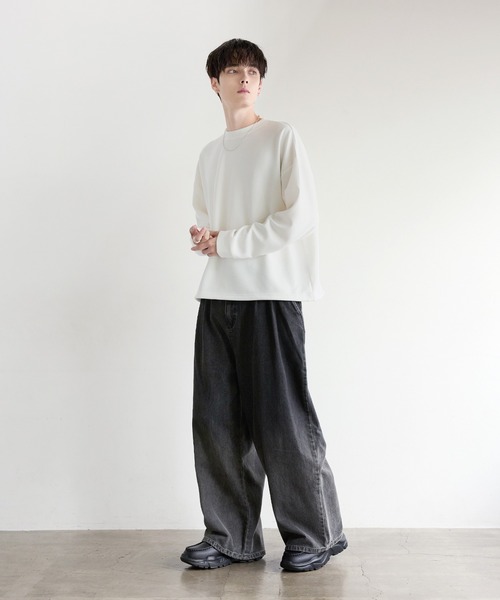 ETELIO(エテリオ)の「【抗ピリング/防シワ】マルチファンクショナリーポンチドローコードロンT(Tシャツ/カットソー・メンズ・ホワイト/ブラック系/チャコール/ネイビー/ホワイト系/ブラック/ブルーグレー/ブルーグリーン/ワイン・S/M/L/XL)」の20枚目の写真