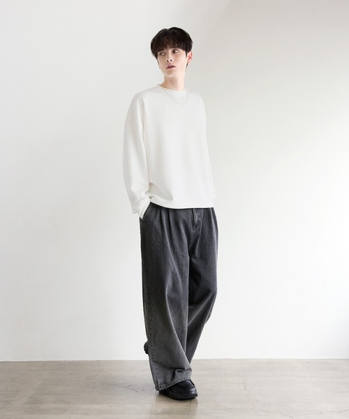 ETELIO(エテリオ)の「【抗ピリング/防シワ】マルチファンクショナリーポンチドローコードロンT(Tシャツ/カットソー・メンズ・ホワイト/ブラック系/チャコール/ネイビー/ホワイト系/ブラック/ブルーグレー/ブルーグリーン/ワイン・S/M/L/XL)」の22枚目の写真