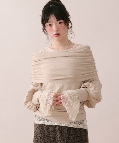 shirring off shoulder tops / シャーリングオフショルダートップス（T 
