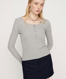 HENRY NECK CUT TOPS ヘンリーネックカットトップス 春服