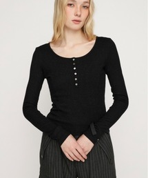 HENRY NECK CUT TOPS ヘンリーネックカットトップス 春服